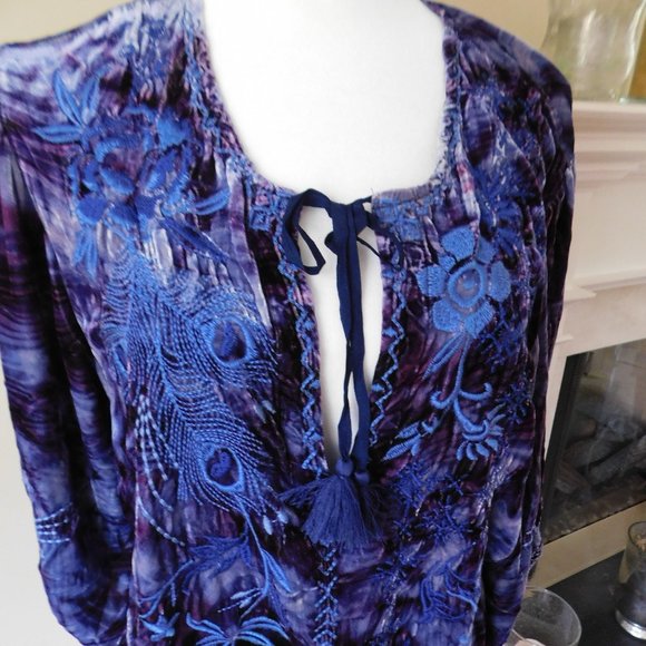 NWT JOHNNY WAS Blue Azure Velvet Dress - Picture 2 of 4